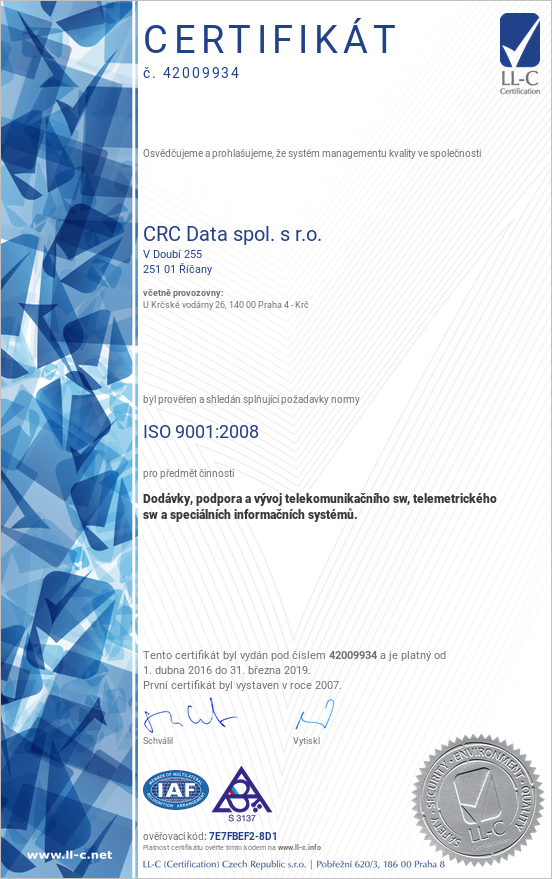 Certifikát ISO 9001